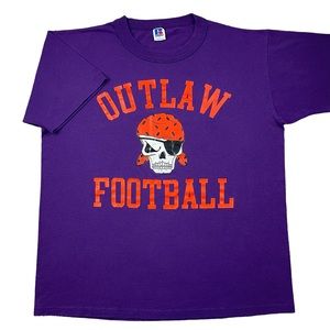 VTG 90s Outlaw Football Pirate High School Russell USA Single Stitch t-shirt L
